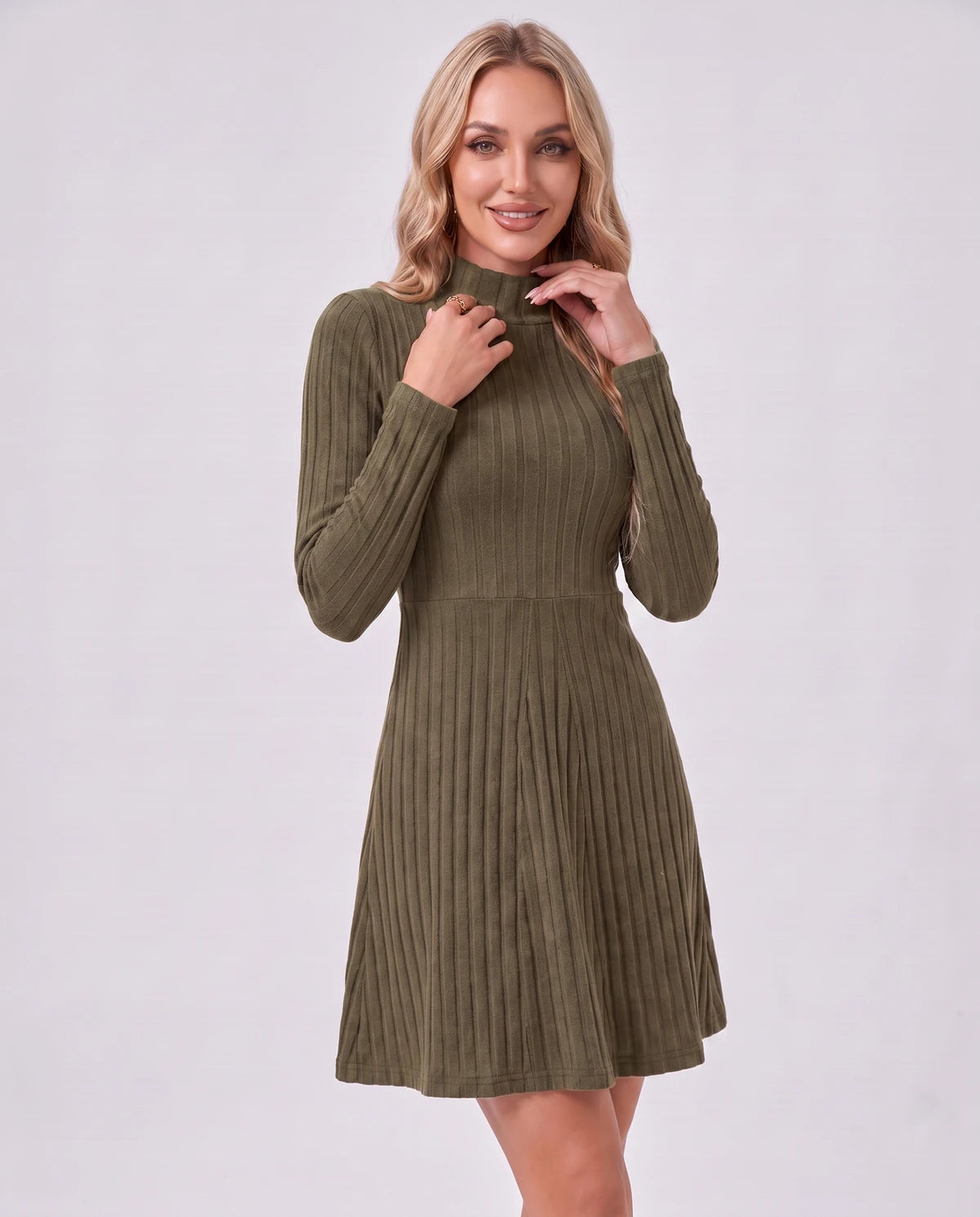 Undine Midi Dresses — Army Green | SKU: SD-16995-armygreen-XS,SD-16995-armygreen-S,SD-16995-armygreen-M,SD-16995-armygreen-L,SD-16995-armygreen-XL,SD-16995-armygreen-2XL