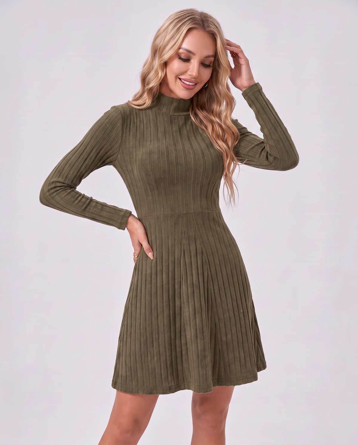 Undine Midi Dresses — Army Green | SKU: SD-16995-armygreen-XS,SD-16995-armygreen-S,SD-16995-armygreen-M,SD-16995-armygreen-L,SD-16995-armygreen-XL,SD-16995-armygreen-2XL