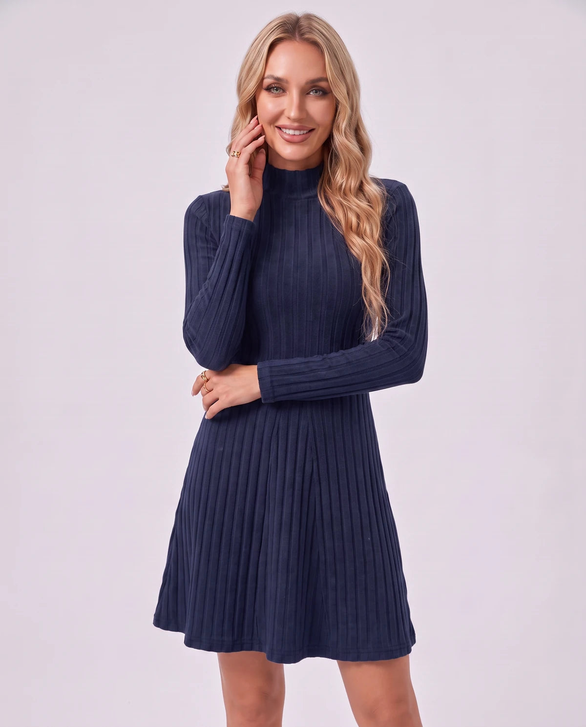 Undine Midi Dresses — Navy Blue | SKU: SD-16995-navyblue-XS,SD-16995-navyblue-S,SD-16995-navyblue-M,SD-16995-navyblue-L,SD-16995-navyblue-XL,SD-16995-navyblue-2XL