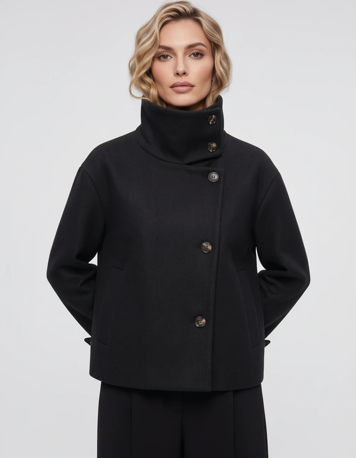 Valerienne Coat — Black | SKU: SD-11827-black-XS,SD-11827-black-S,SD-11827-black-M,SD-11827-black-L