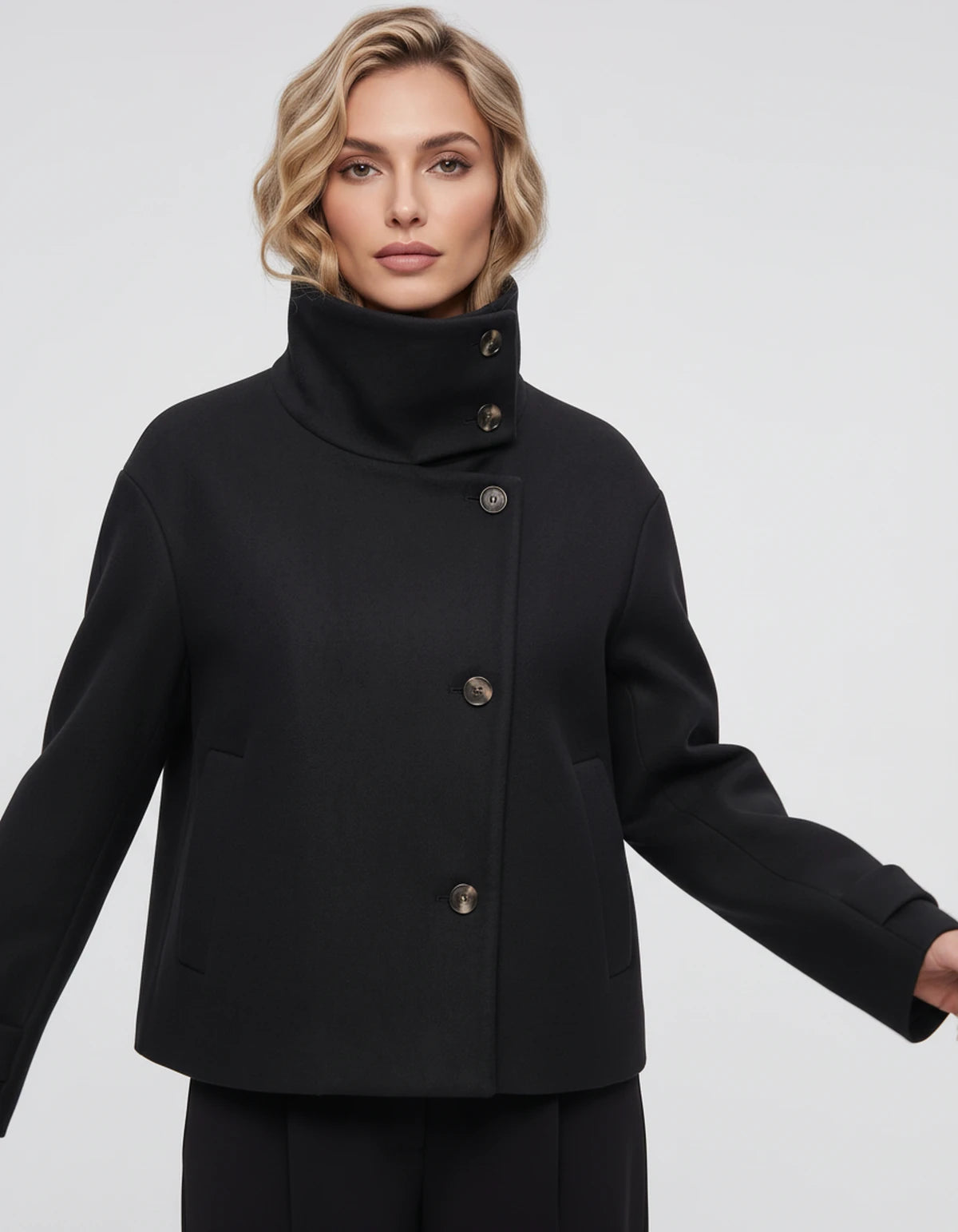 Valerienne Coat — Black | SKU: SD-11827-black-XS,SD-11827-black-S,SD-11827-black-M,SD-11827-black-L