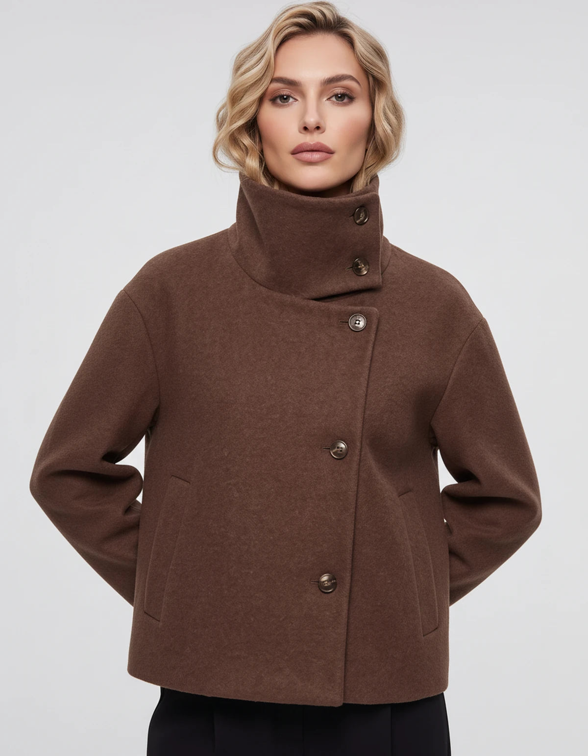 Valerienne Coat — Brown | SKU: SD-11827-brown-XS,SD-11827-brown-S,SD-11827-brown-M,SD-11827-brown-L