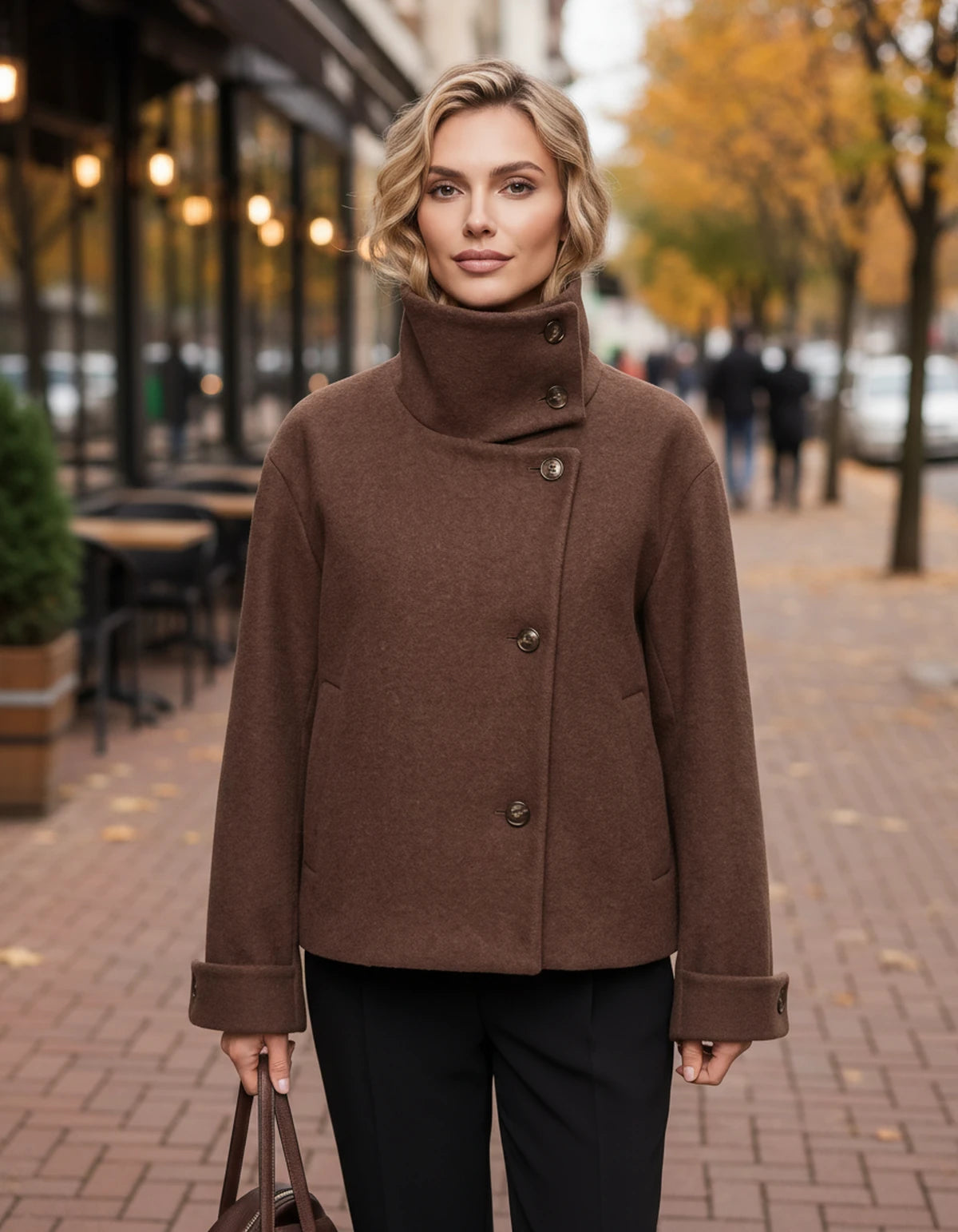 Valerienne Coat — Brown | SKU: SD-11827-brown-XS,SD-11827-brown-S,SD-11827-brown-M,SD-11827-brown-L