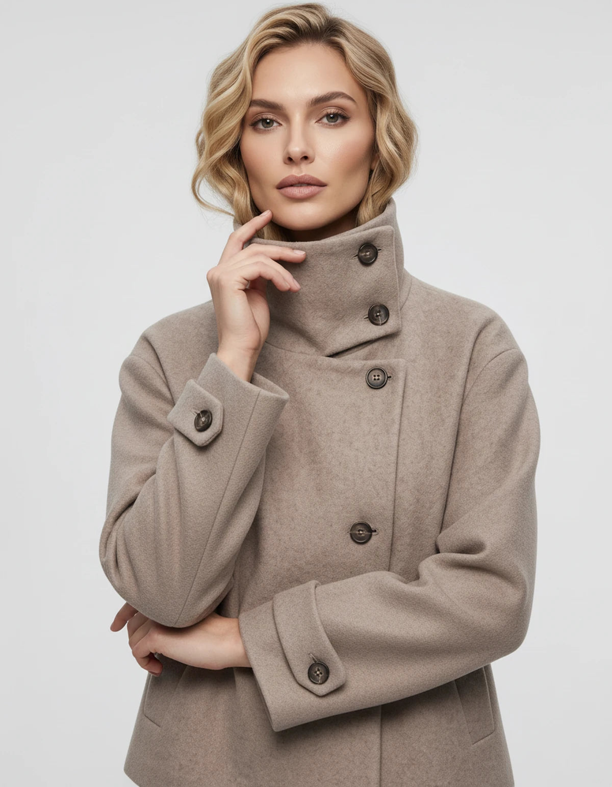 Valerienne Coat — Light Khaki | SKU: SD-11827-lightkhaki-XS,SD-11827-lightkhaki-S,SD-11827-lightkhaki-M,SD-11827-lightkhaki-L
