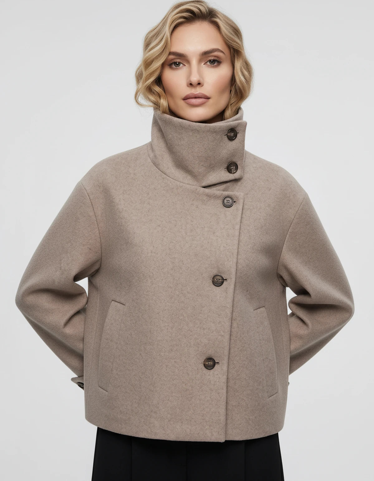 Valerienne Coat — Light Khaki | SKU: SD-11827-lightkhaki-XS,SD-11827-lightkhaki-S,SD-11827-lightkhaki-M,SD-11827-lightkhaki-L