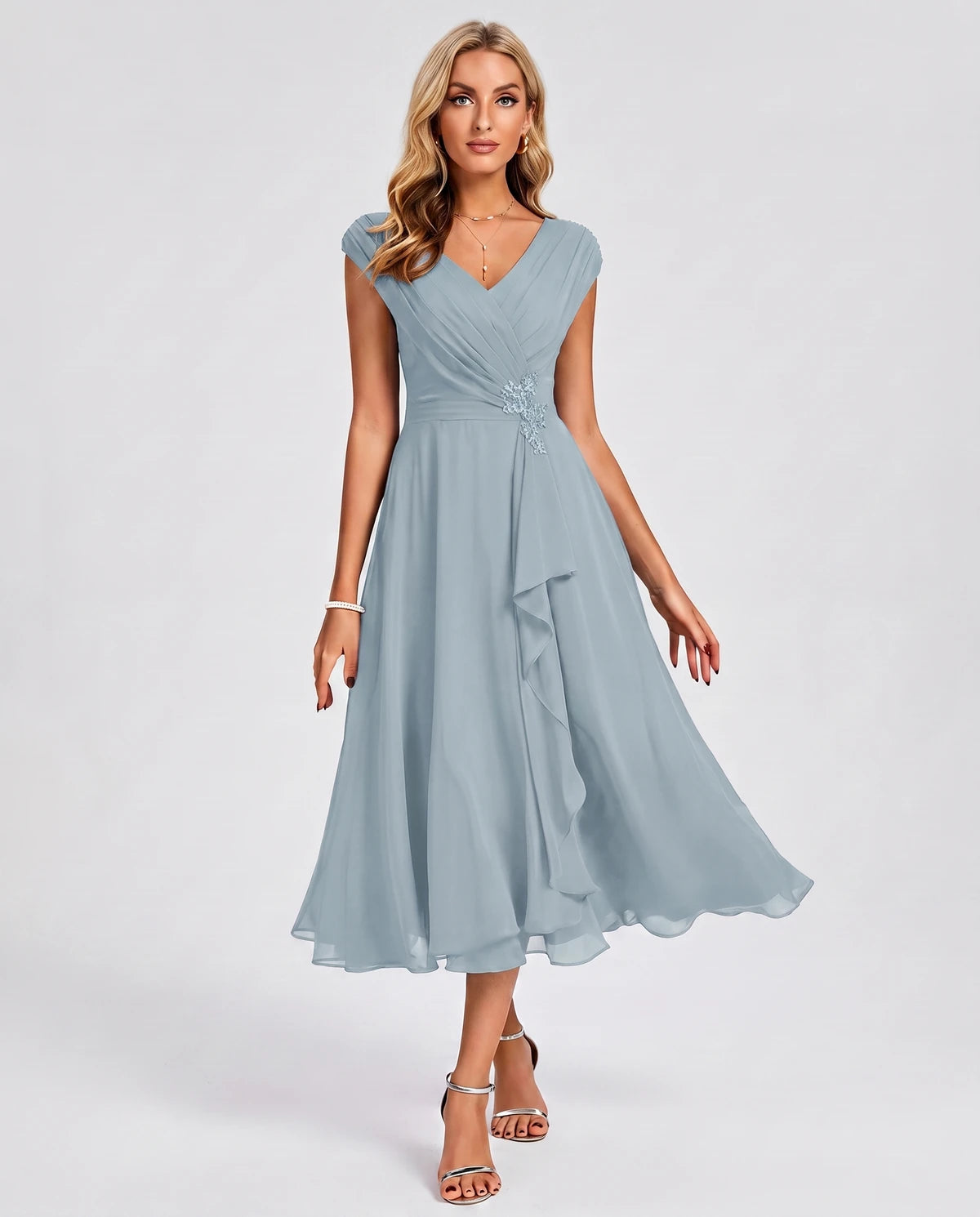 Verbena Midi Dresses — Dusty Blue
