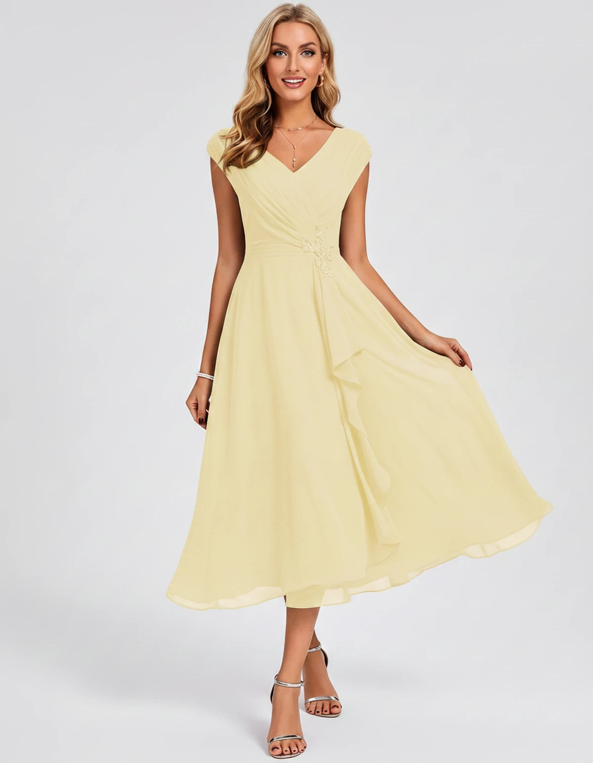 Verbena Midi Dresses — Yellow | SKU: SD-10524-yellow-2,SD-10524-yellow-4,SD-10524-yellow-6,SD-10524-yellow-8,SD-10524-yellow-10,SD-10524-yellow-12,SD-10524-yellow-14,SD-10524-yellow-16,SD-10524-yellow-16W,SD-10524-yellow-18W,SD-10524-yellow-20W,SD-10524-yellow-22W