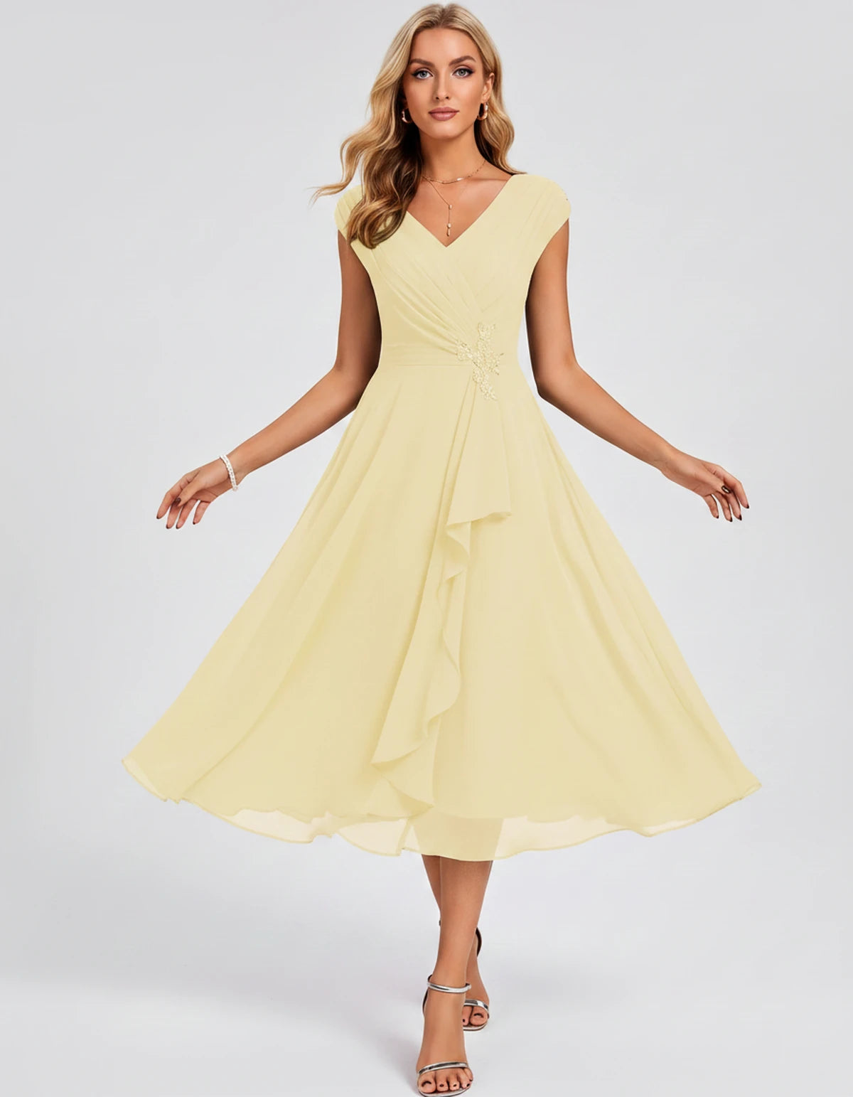Verbena Midi Dresses — Yellow | SKU: SD-10524-yellow-2,SD-10524-yellow-4,SD-10524-yellow-6,SD-10524-yellow-8,SD-10524-yellow-10,SD-10524-yellow-12,SD-10524-yellow-14,SD-10524-yellow-16,SD-10524-yellow-16W,SD-10524-yellow-18W,SD-10524-yellow-20W,SD-10524-yellow-22W