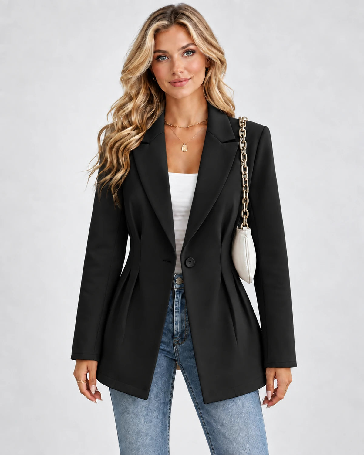 Yvaine Blazer — Black | SKU: SD-70560-black-XS,SD-70560-black-S,SD-70560-black-M,SD-70560-black-L,SD-70560-black-XL,SD-70560-black-2XL