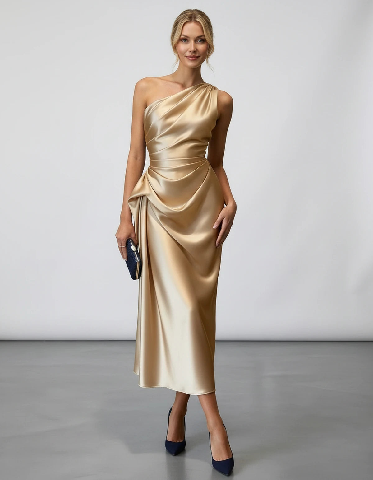Zelaria Midi Dresses — Beige | SKU: SD-88065-beige-XS,SD-88065-beige-S,SD-88065-beige-M,SD-88065-beige-L,SD-88065-beige-XL,SD-88065-beige-2XL