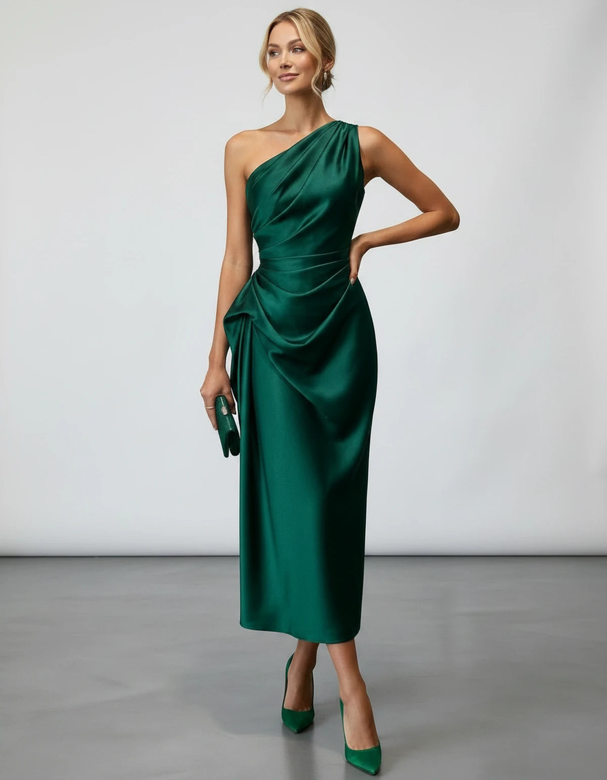 Zelaria Midi Dresses — Green | SKU: SD-88065-green-XS,SD-88065-green-S,SD-88065-green-M,SD-88065-green-L,SD-88065-green-XL,SD-88065-green-2XL