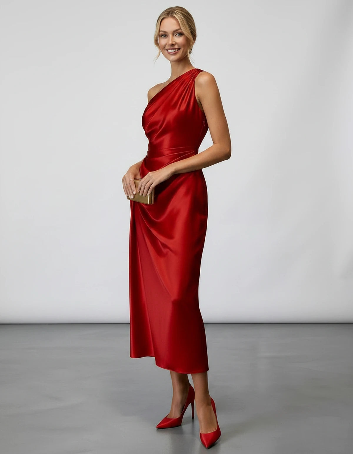 Zelaria Midi Dresses — Red | SKU: SD-88065-red-XS,SD-88065-red-S,SD-88065-red-M,SD-88065-red-L,SD-88065-red-XL,SD-88065-red-2XL
