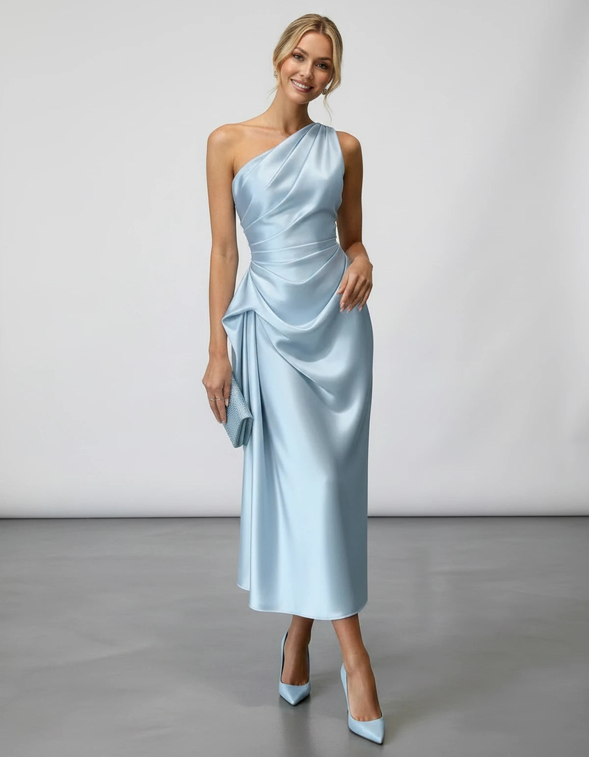 Zelaria Midi Dresses — Sky Blue | SKU: SD-88065-skyblue-XS,SD-88065-skyblue-S,SD-88065-skyblue-M,SD-88065-skyblue-L,SD-88065-skyblue-XL,SD-88065-skyblue-2XL
