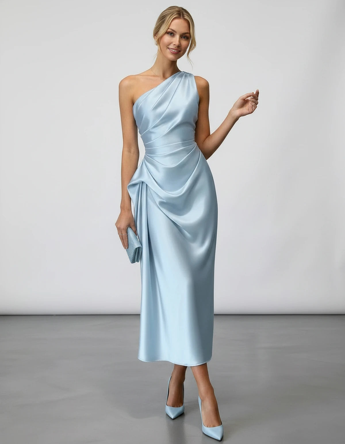 Zelaria Midi Dresses — Sky Blue | SKU: SD-88065-skyblue-XS,SD-88065-skyblue-S,SD-88065-skyblue-M,SD-88065-skyblue-L,SD-88065-skyblue-XL,SD-88065-skyblue-2XL