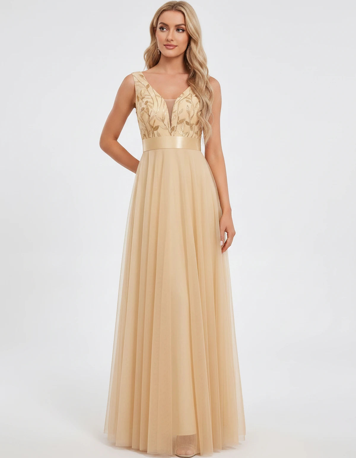 Zinnia Maxi Dress — Gold | SKU: SD-13325-gold-2,SD-13325-gold-4,SD-13325-gold-6,SD-13325-gold-8,SD-13325-gold-10,SD-13325-gold-12,SD-13325-gold-14,SD-13325-gold-16,SD-13325-gold-16W,SD-13325-gold-18W,SD-13325-gold-20W,SD-13325-gold-22W