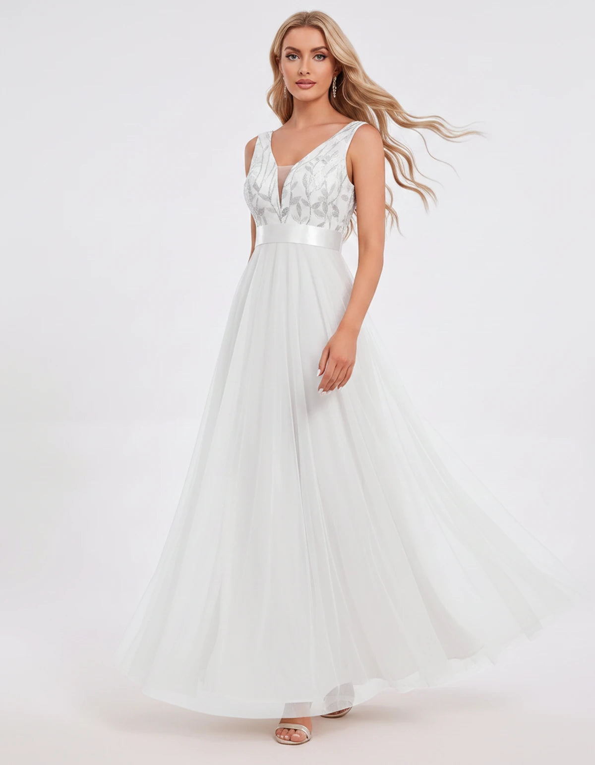 Zinnia Maxi Dress — White | SKU: SD-13325-white-2,SD-13325-white-4,SD-13325-white-6,SD-13325-white-8,SD-13325-white-10,SD-13325-white-12,SD-13325-white-14,SD-13325-white-16,SD-13325-white-16W,SD-13325-white-18W,SD-13325-white-20W,SD-13325-white-22W