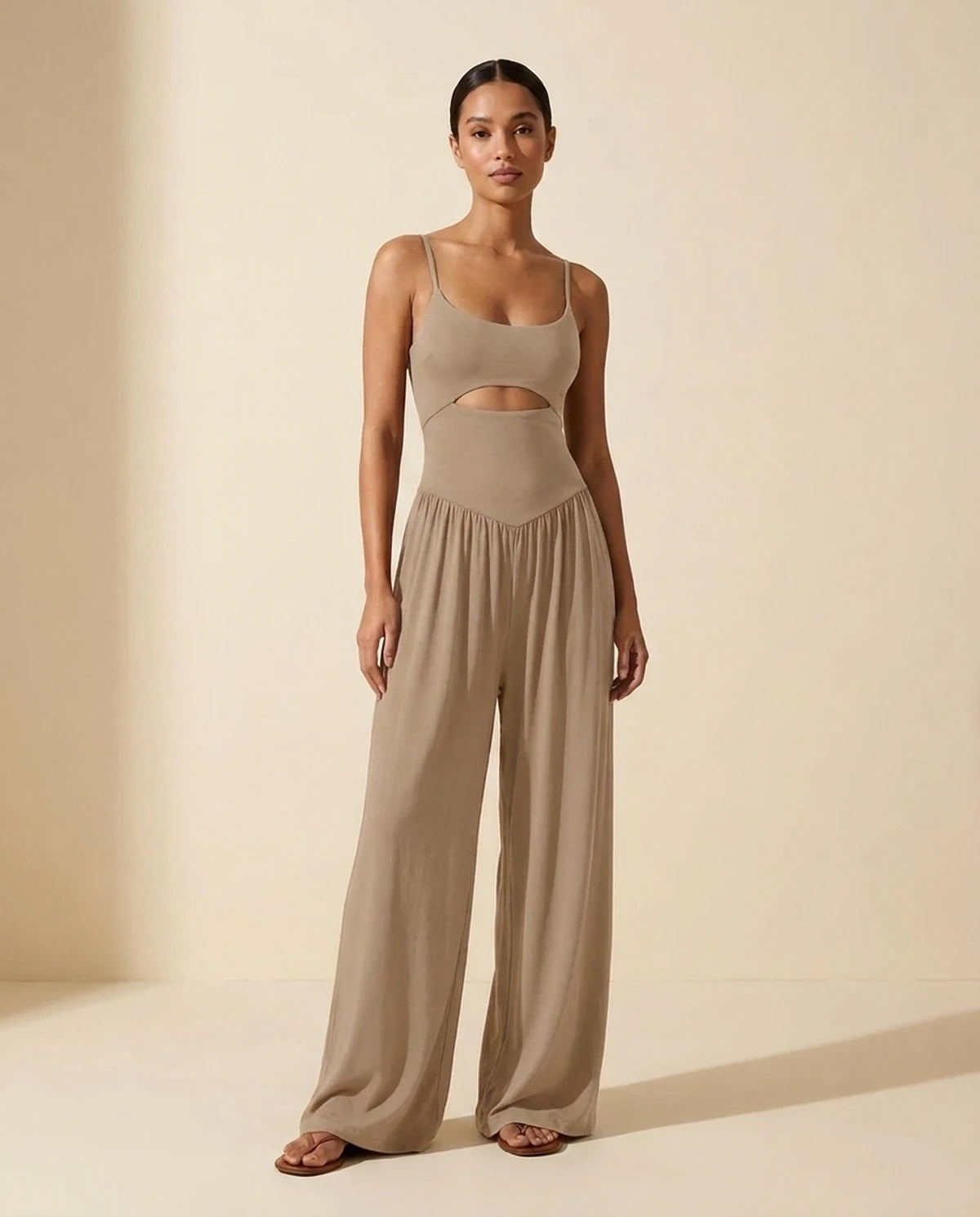Fleurette Jumpsuit — Beige