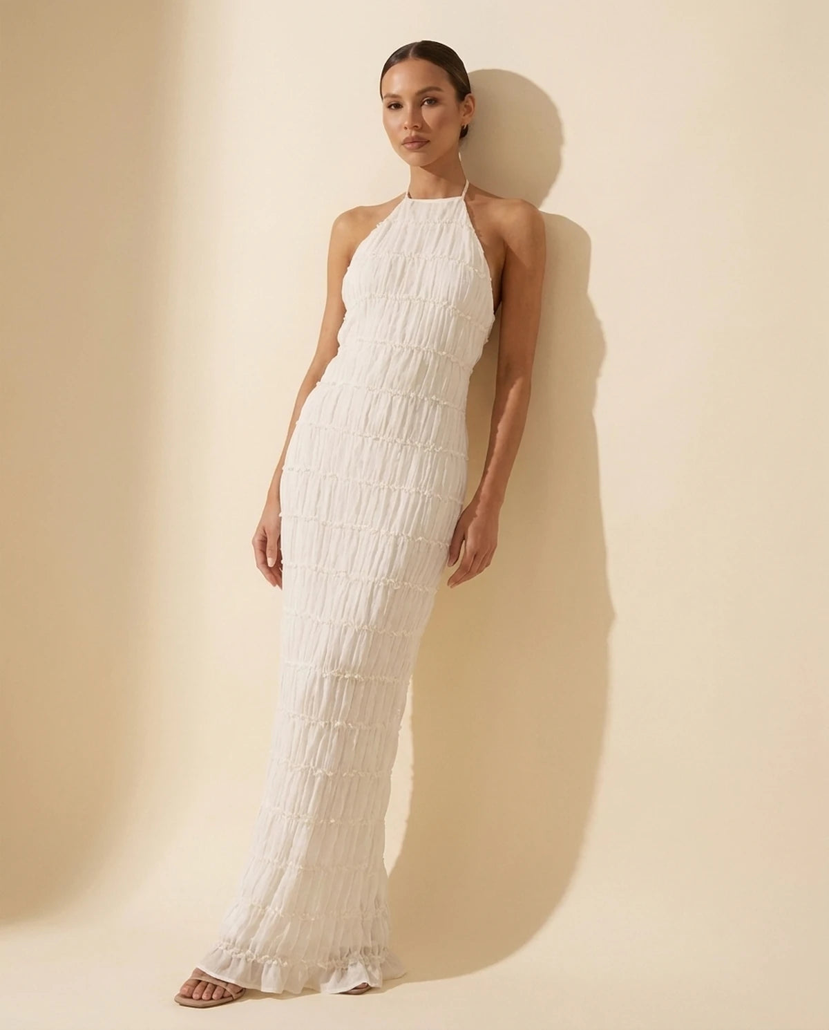 Escala Maxi Dress — White | SKU: SD-78168-white-L,SD-78168-white-M,SD-78168-white-S,SD-78168-white-XL,SD-78168-white-XS