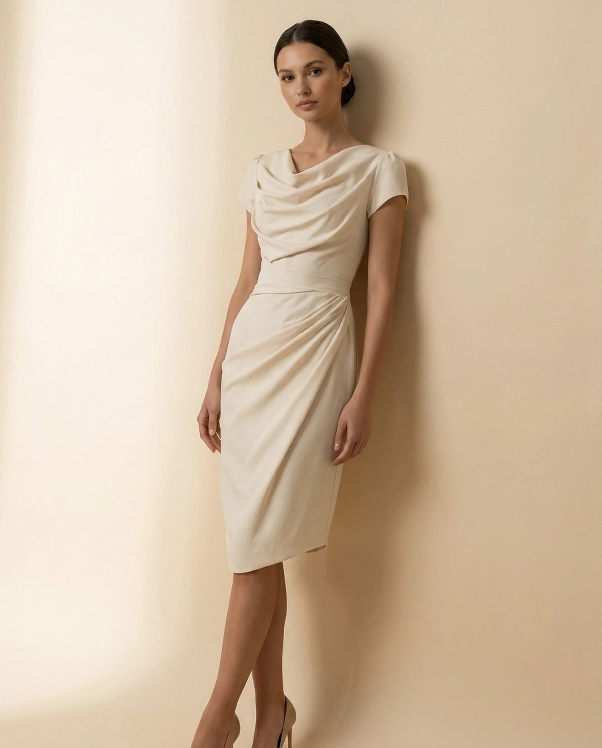 Firenze Midi Dresses — front | SKU: SD-51783-beige-XS,SD-51783-beige-S,SD-51783-beige-M,SD-51783-beige-L,SD-51783-beige-XL
