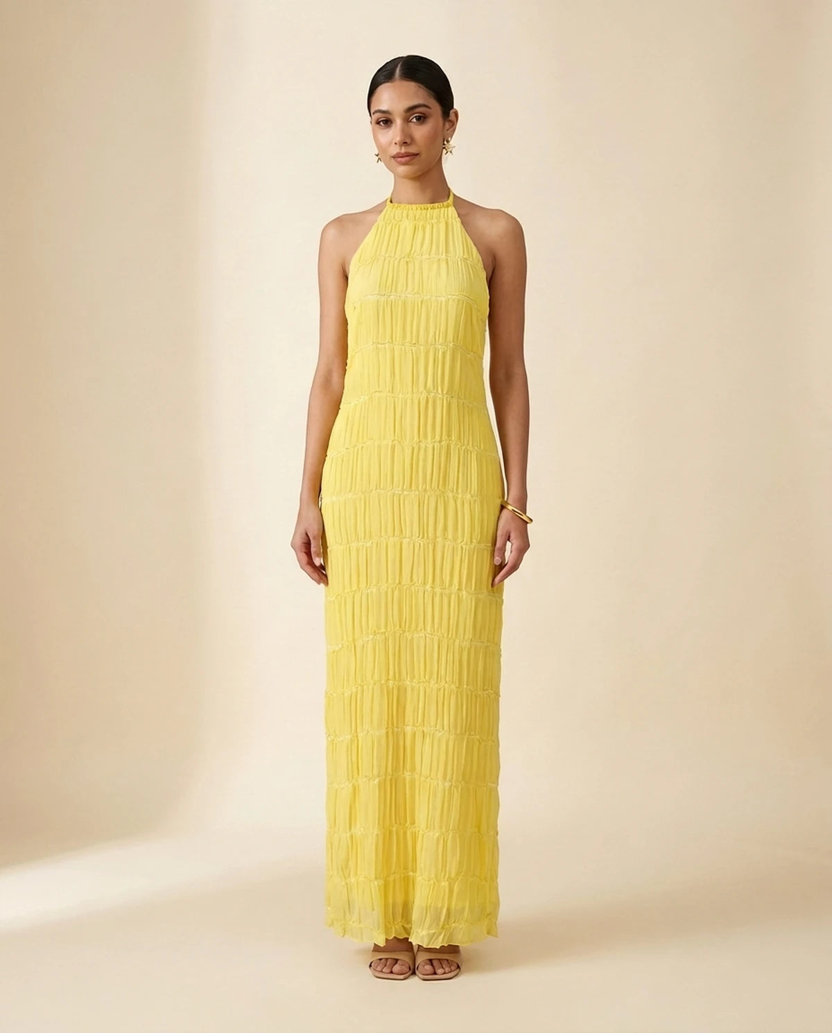 Escala Maxi Dress — Yellow | SKU: SD-78168-yellow-L,SD-78168-yellow-M,SD-78168-yellow-S,SD-78168-yellow-XL,SD-78168-yellow-XS