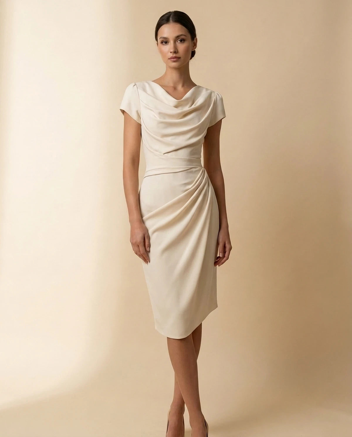 Firenze Midi Dresses — front | SKU: SD-51783-beige-XS,SD-51783-beige-S,SD-51783-beige-M,SD-51783-beige-L,SD-51783-beige-XL