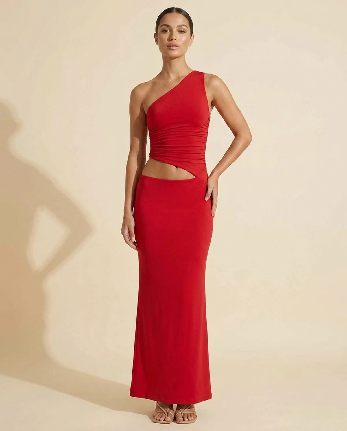 Evadne Maxi Dress — Red | SKU: SD-40154-red-L,SD-40154-red-M,SD-40154-red-S,SD-40154-red-XL,SD-40154-red-XS