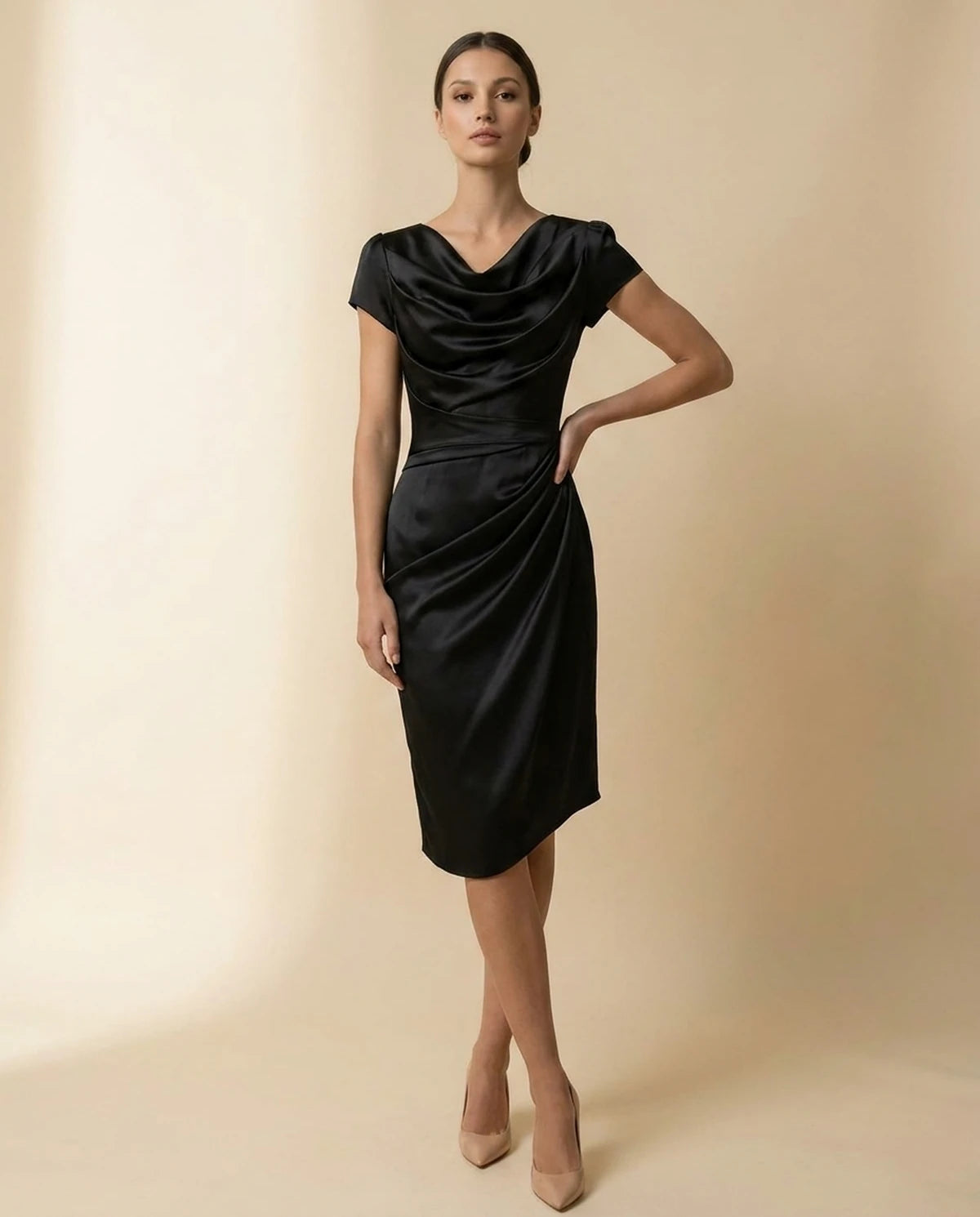 Firenze Midi Dresses — Black | SKU: SD-51783-black-L,SD-51783-black-M,SD-51783-black-S,SD-51783-black-XL,SD-51783-black-XS