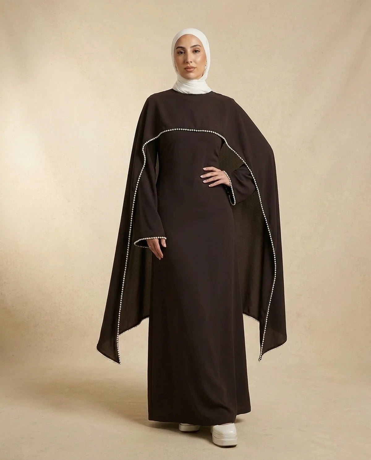 Fiorella Maxi Dress — Coffee | SKU: SD-33436-coffee-L,SD-33436-coffee-M,SD-33436-coffee-S,SD-33436-coffee-XL,SD-33436-coffee-XS