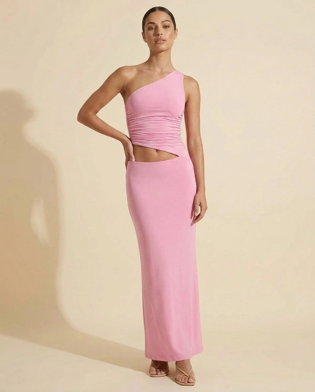 Evadne Maxi Dress — Pink | SKU: SD-40154-pink-L,SD-40154-pink-M,SD-40154-pink-S,SD-40154-pink-XL,SD-40154-pink-XS