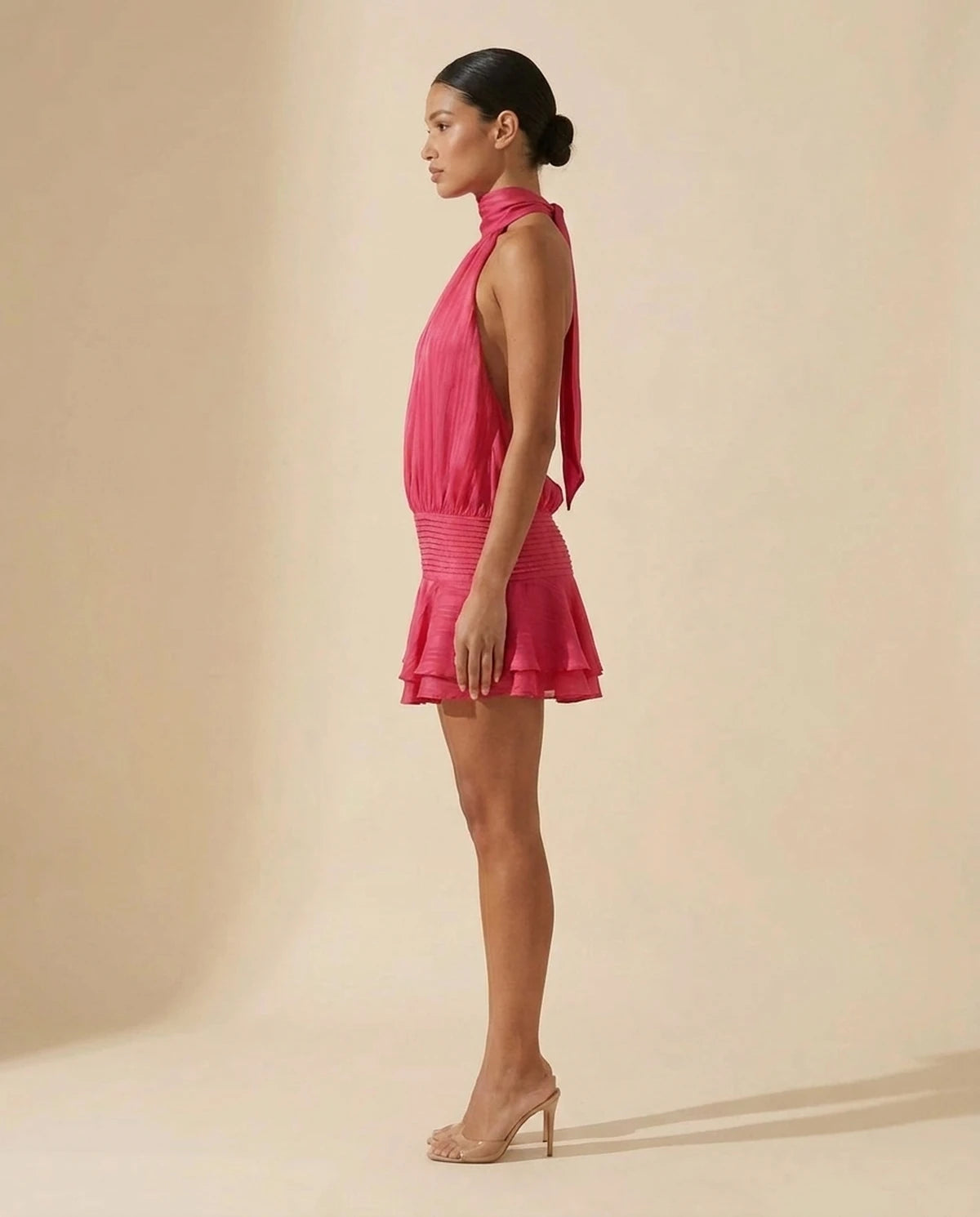 Estelle Mini Dress — Rose Red | SKU: SD-02472-rosered-L,SD-02472-rosered-M,SD-02472-rosered-S,SD-02472-rosered-XL,SD-02472-rosered-XS