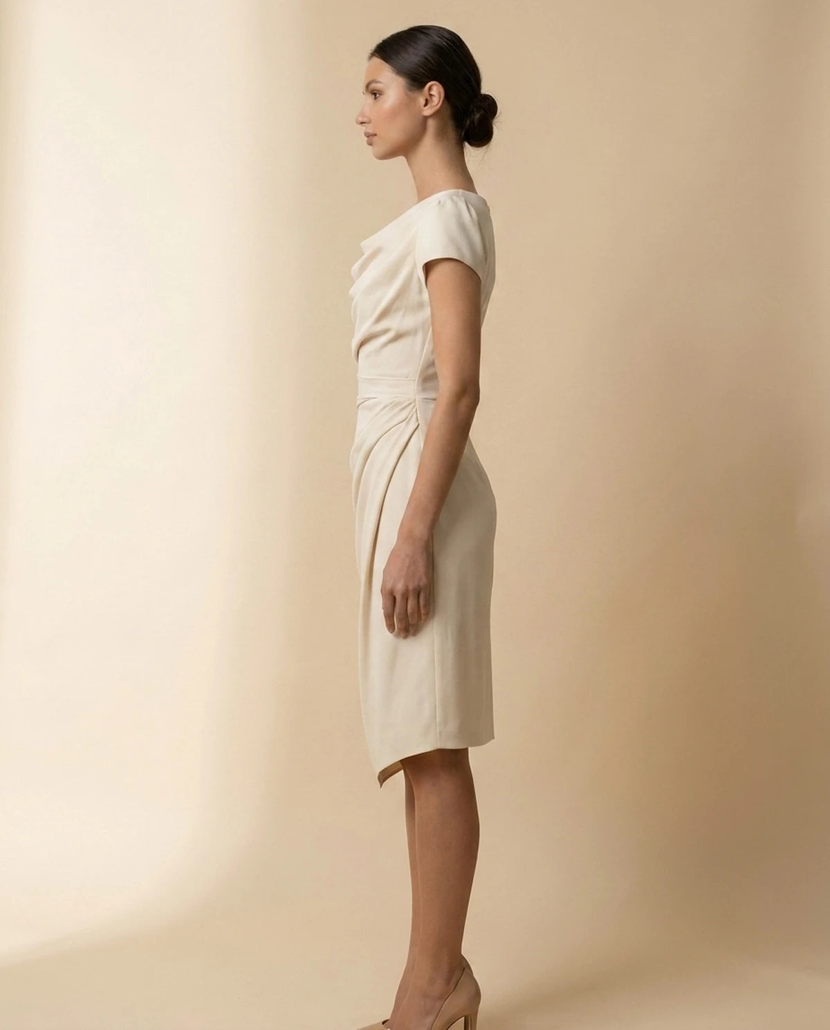 Firenze Midi Dresses — side | SKU: SD-51783-beige-XS,SD-51783-beige-S,SD-51783-beige-M,SD-51783-beige-L,SD-51783-beige-XL