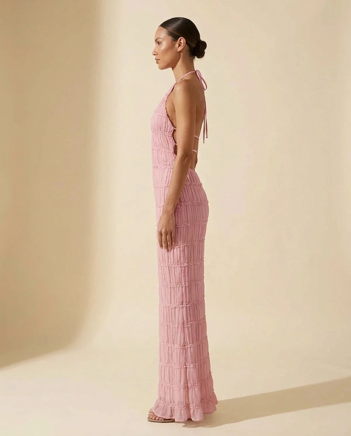 Escala Maxi Dress — Pink | SKU: SD-78168-pink-L,SD-78168-pink-M,SD-78168-pink-S,SD-78168-pink-XL,SD-78168-pink-XS