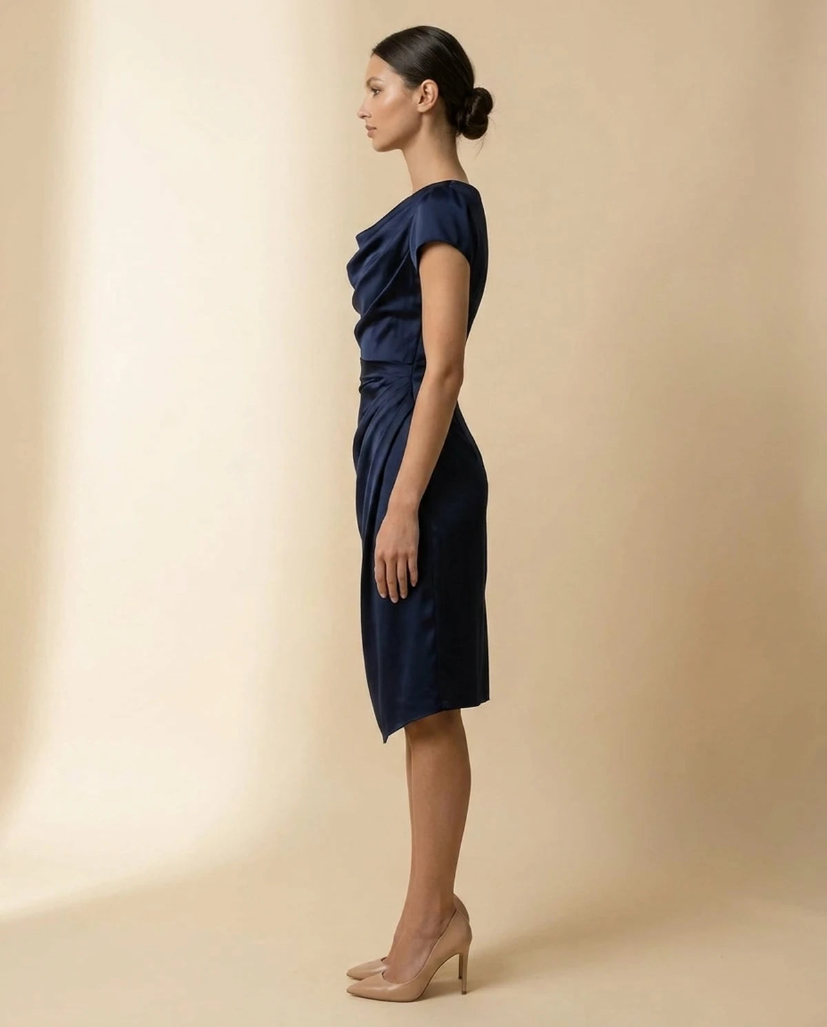 Firenze Midi Dresses — Navy Blue | SKU: SD-51783-navyblue-L,SD-51783-navyblue-M,SD-51783-navyblue-S,SD-51783-navyblue-XL,SD-51783-navyblue-XS