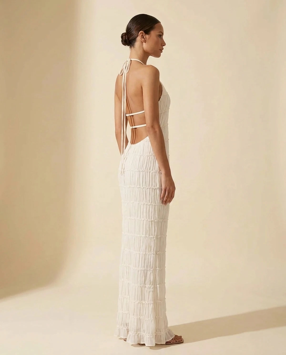 Escala Maxi Dress — Beige | SKU: SD-78168-beige-L,SD-78168-beige-M,SD-78168-beige-S,SD-78168-beige-XL,SD-78168-beige-XS