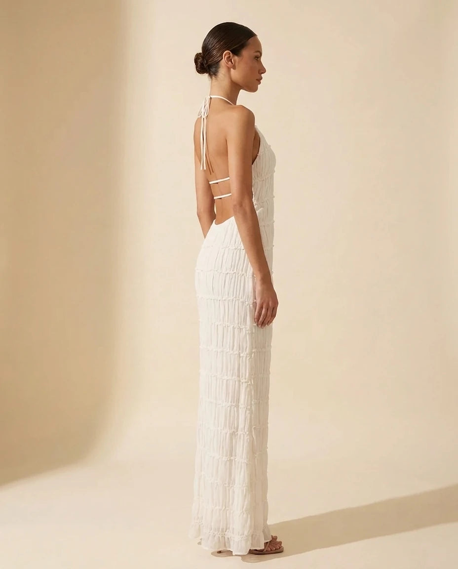 Escala Maxi Dress — White | SKU: SD-78168-white-L,SD-78168-white-M,SD-78168-white-S,SD-78168-white-XL,SD-78168-white-XS