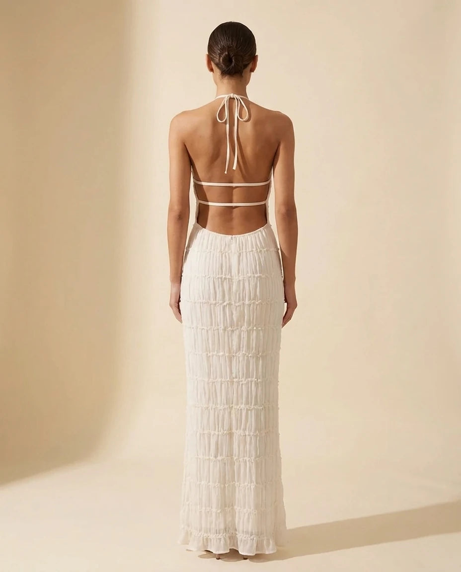 Escala Maxi Dress - back view | SKU: SD-78168-white-L,SD-78168-white-M,SD-78168-white-S,SD-78168-white-XL,SD-78168-white-XS