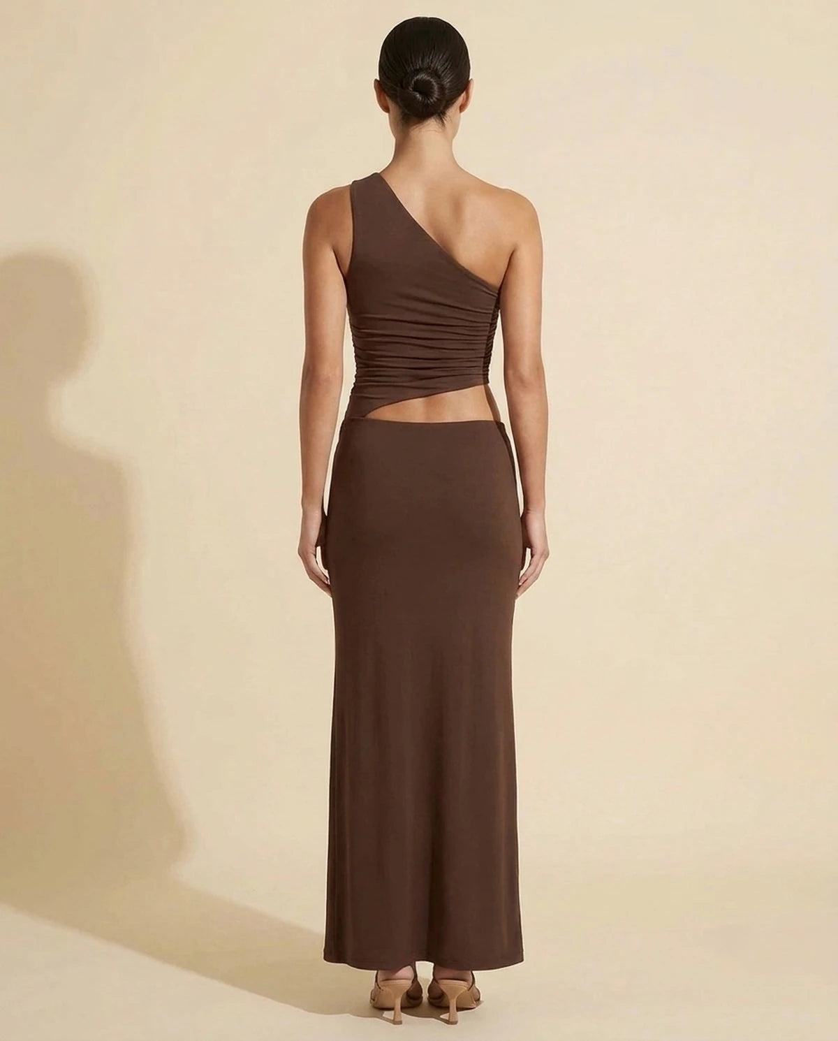 Evadne Maxi Dress — Brown | SKU: SD-40154-brown-L,SD-40154-brown-M,SD-40154-brown-S,SD-40154-brown-XL,SD-40154-brown-XS