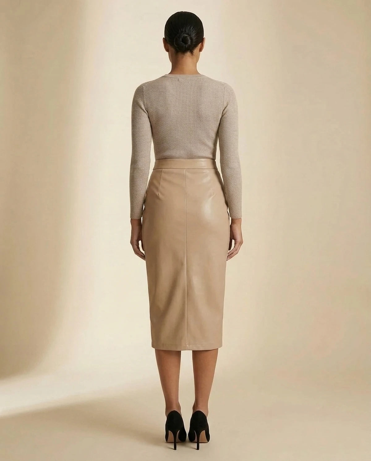Evanthe Midi Skirt — Beige | SKU: SD-99103-beige-L,SD-99103-beige-M,SD-99103-beige-S,SD-99103-beige-XL,SD-99103-beige-XS