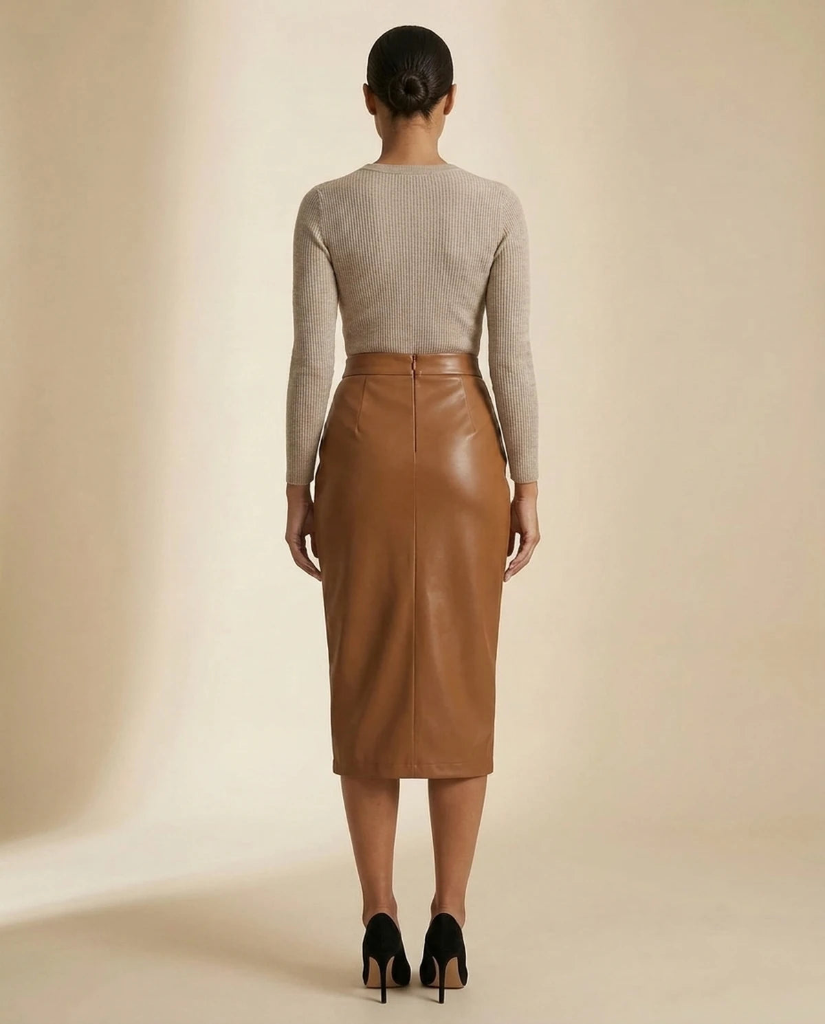 Evanthe Midi Skirt — Brown | SKU: SD-99103-brown-L,SD-99103-brown-M,SD-99103-brown-S,SD-99103-brown-XL,SD-99103-brown-XS