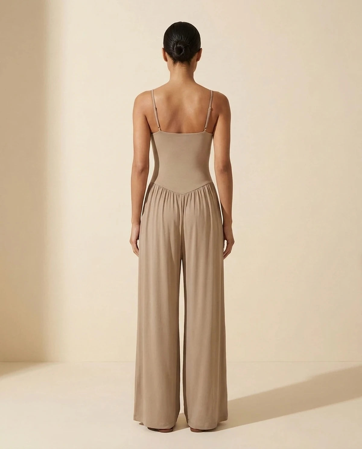 Fleurette Jumpsuit — Beige | SKU: SD-59358-beige-L,SD-59358-beige-M,SD-59358-beige-S,SD-59358-beige-XL,SD-59358-beige-XS