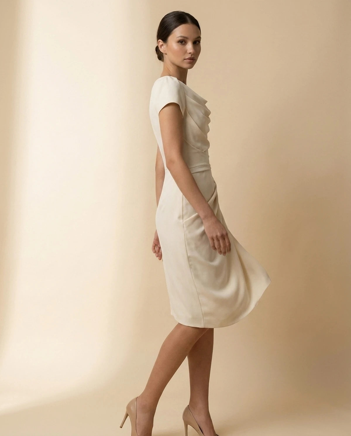 Firenze Midi Dresses — front | SKU: SD-51783-beige-XS,SD-51783-beige-S,SD-51783-beige-M,SD-51783-beige-L,SD-51783-beige-XL