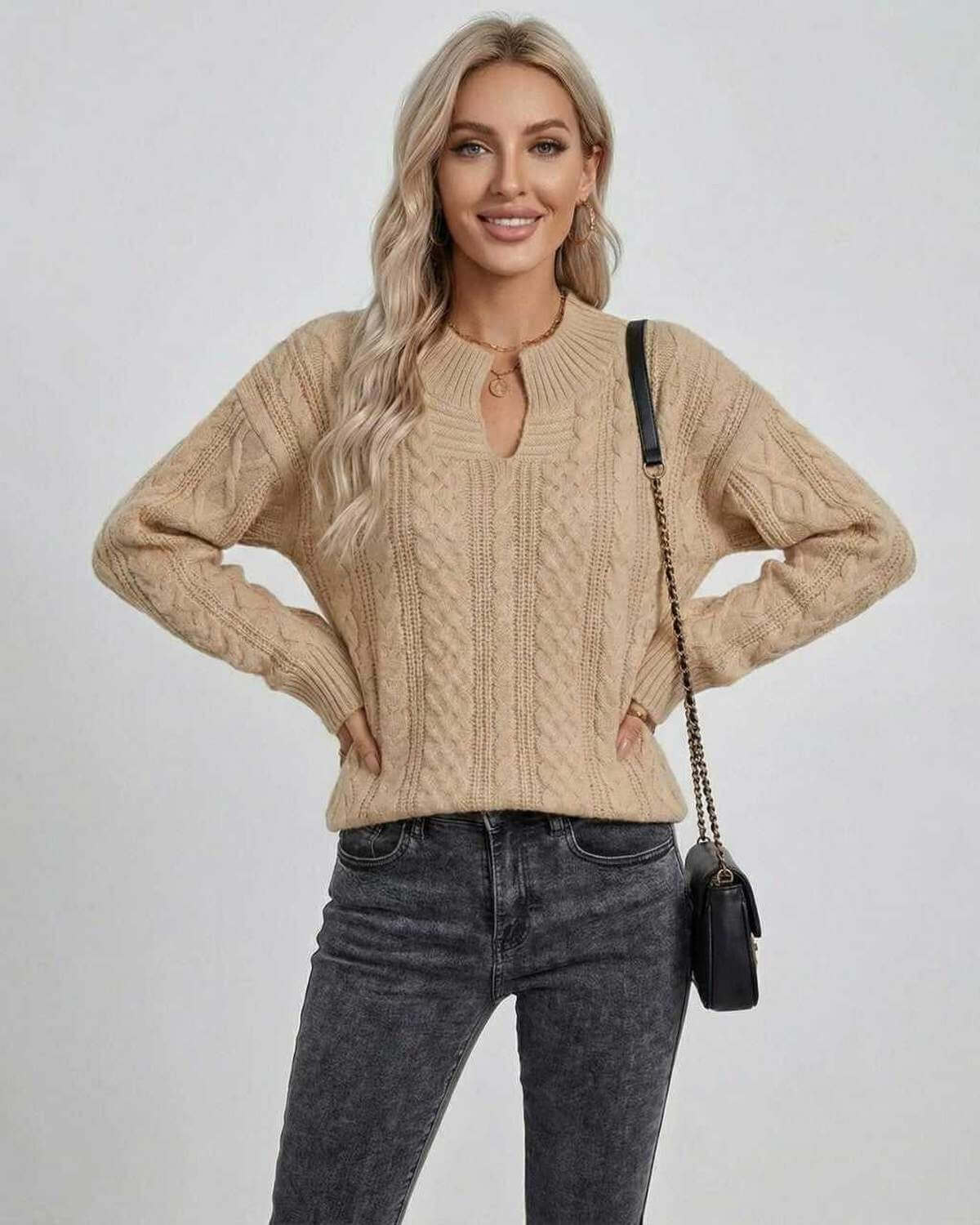 Sienna Sweater by Lauven, women’s cable knit sweater in neutral shade for Autumn/Winter styling.