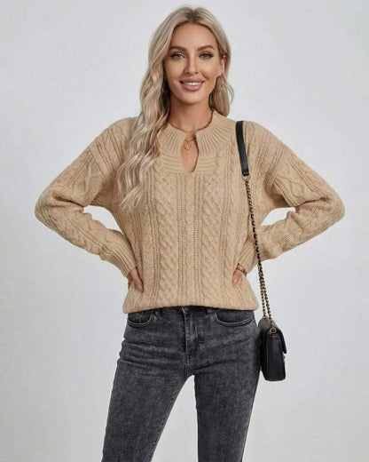 Sienna Sweater by Lauven, women’s cable knit sweater in neutral shade for Autumn/Winter styling.
