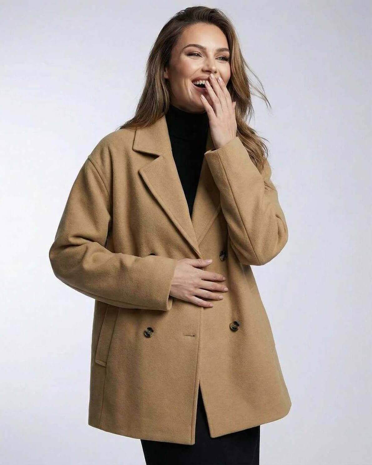 Monaco Jacket by Lauven – Women’s Camel Jacket with oversized tailored silhouette and relaxed fit.