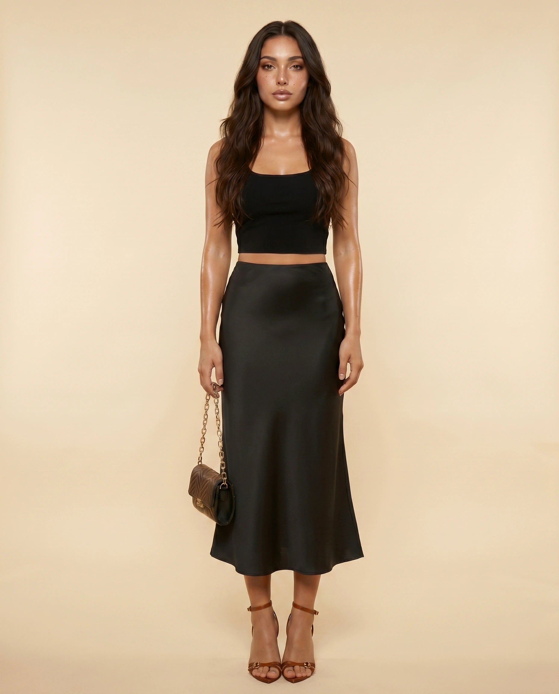Noirelle Midi Skirt front | SKU: NMS-78134-black-L-S2,NMS-78134-black-M-S2,NMS-78134-black-S-S2,NMS-78134-black-XL-S2,NMS-78134-black-XS-S2