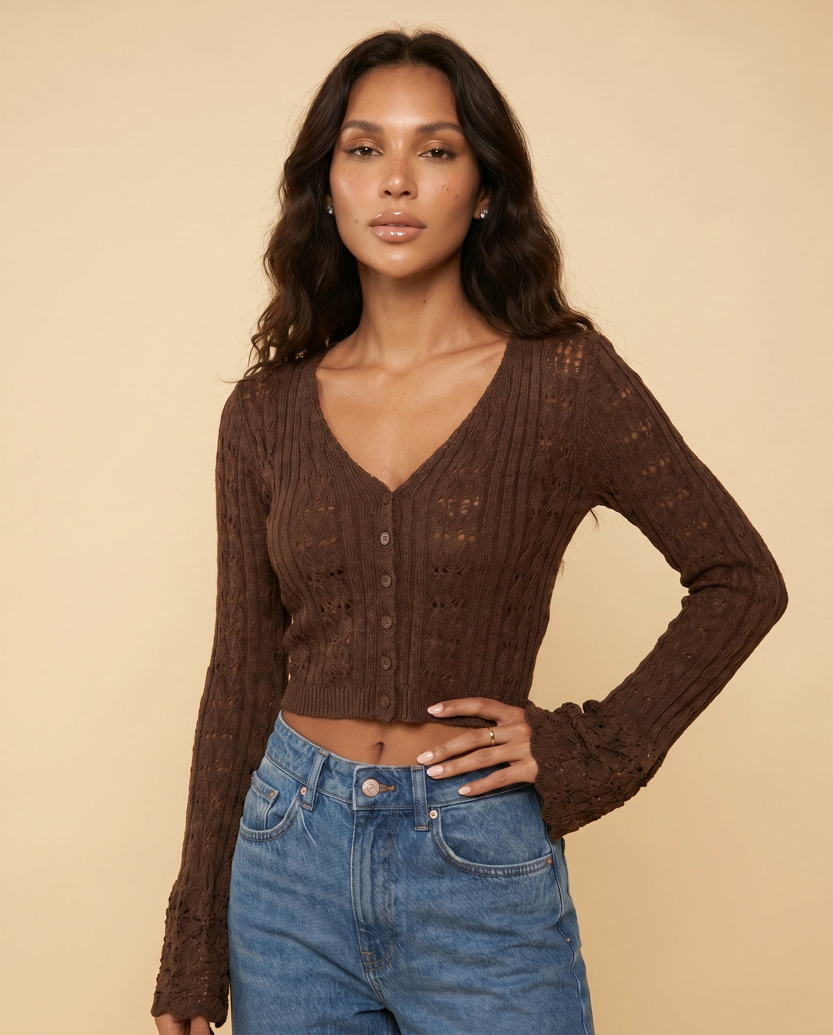 Cocoa Cardigan 5 detail | SKU: CC-31847-brown-L-S2,CC-31847-brown-M-S2,CC-31847-brown-S-S2,CC-31847-brown-XL-S2,CC-31847-brown-XS-S2