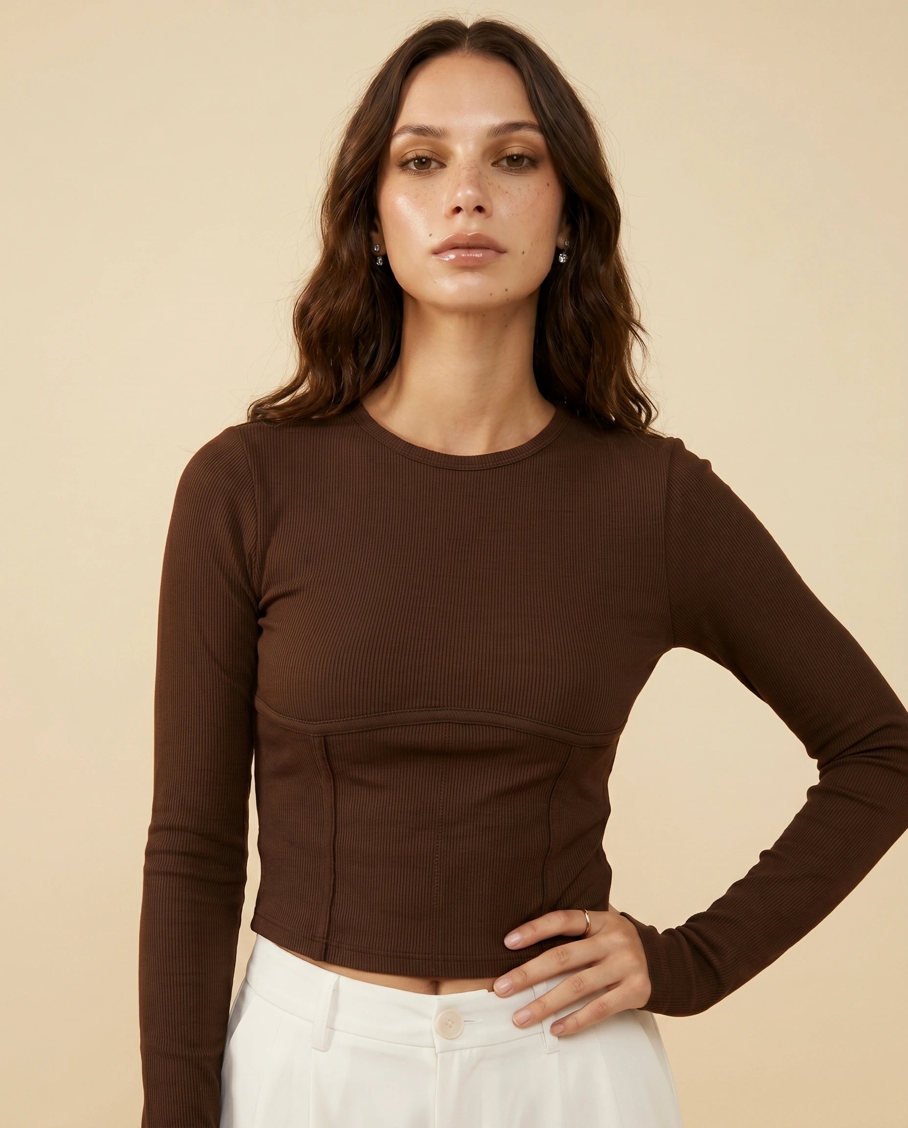 Cocoa Corset Top detail | SKU: CCT-41872-brown-L-S2,CCT-41872-brown-M-S2,CCT-41872-brown-S-S2,CCT-41872-brown-XL-S2,CCT-41872-brown-XS-S2