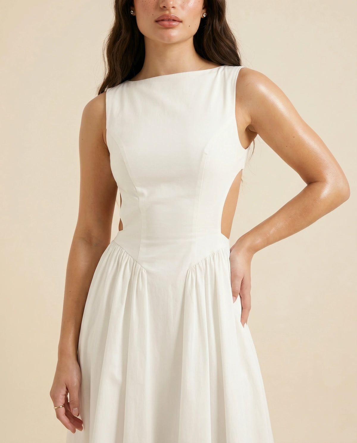 Elysia Midi Dress detail | SKU: EMD-68214-white-L-S2,EMD-68214-white-M-S2,EMD-68214-white-S-S2,EMD-68214-white-XL-S2,EMD-68214-white-XS-S2