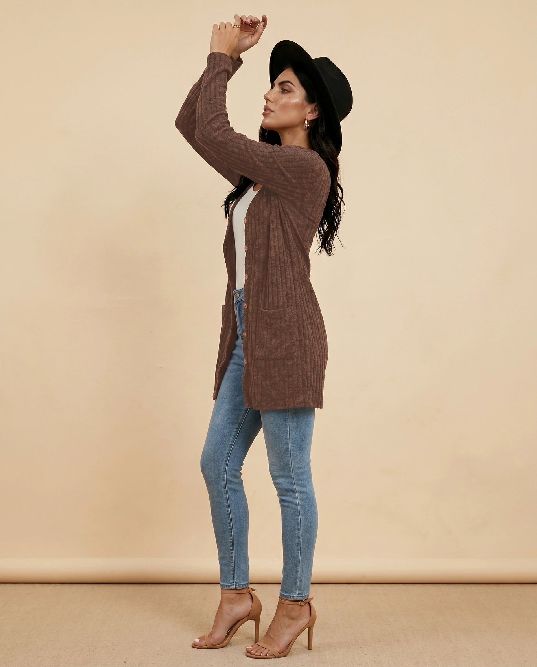 Cairo Cardigan side | SKU: CC-74128-brown-L-S2,CC-74128-brown-M-S2,CC-74128-brown-S-S2,CC-74128-brown-XL-S2,CC-74128-brown-XS-S2