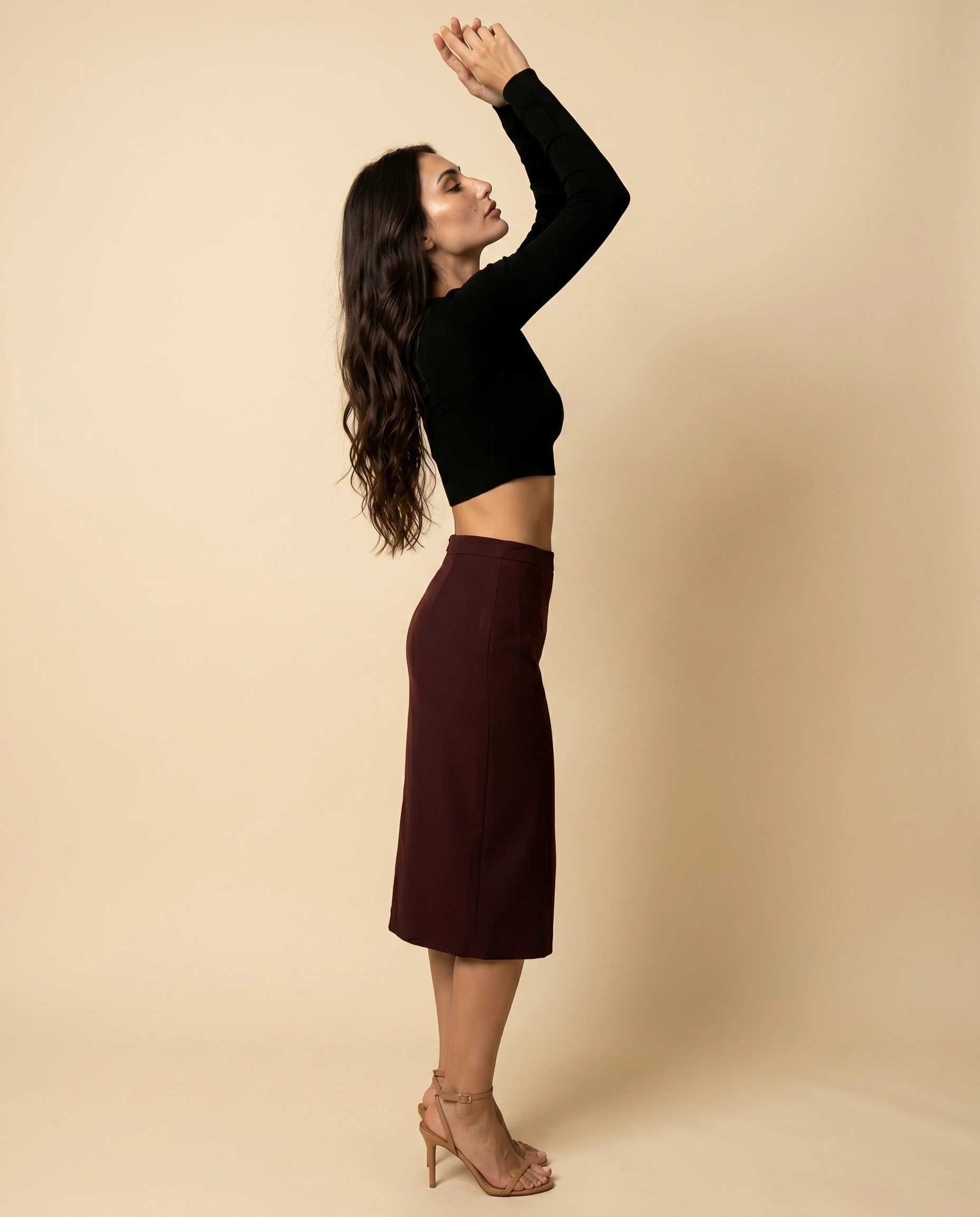 Merlot Maxi Skirt side | SKU: MMS-83542-burgundy-L-S2,MMS-83542-burgundy-M-S2,MMS-83542-burgundy-S-S2,MMS-83542-burgundy-XL-S2,MMS-83542-burgundy-XS-S2
